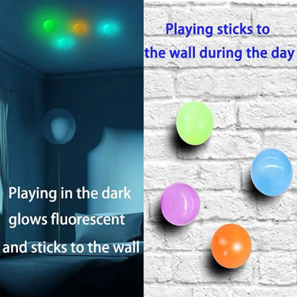 Globbles Sticky Balls Trapped on the Roof, Luminous Ceiling Sticky Balls, Sticky Squash Balls, Pressure Balls, Sensory Toys, Suitable for ADHD, OCD, Anxiety (Pack of 4)
